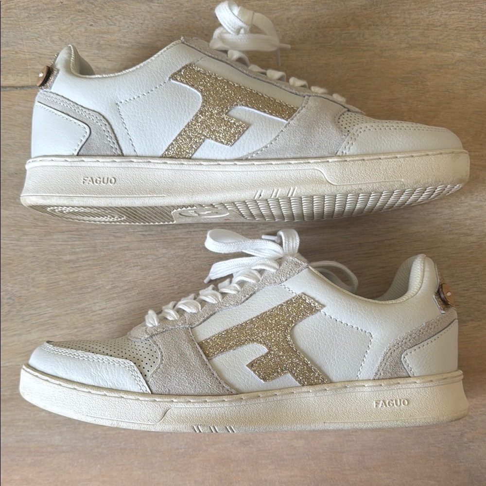 Faguo White and Gold Sneakers